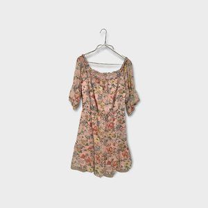 Floral pattern pink dress, size L